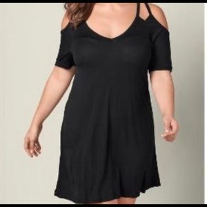 Torrid cold shoulder dress; black; size 2